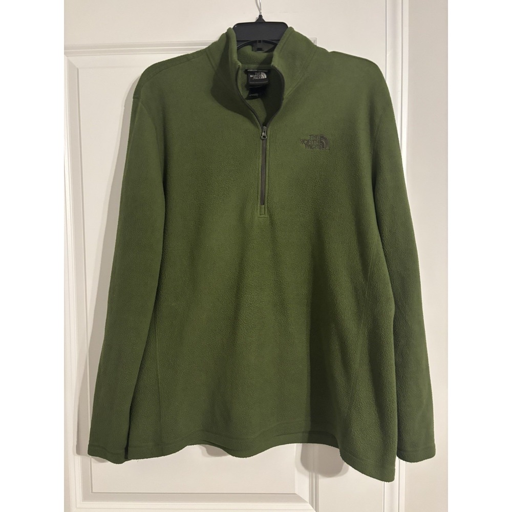 The North Face Quarter Zip Fleece Pullover Men's XL Green EUC